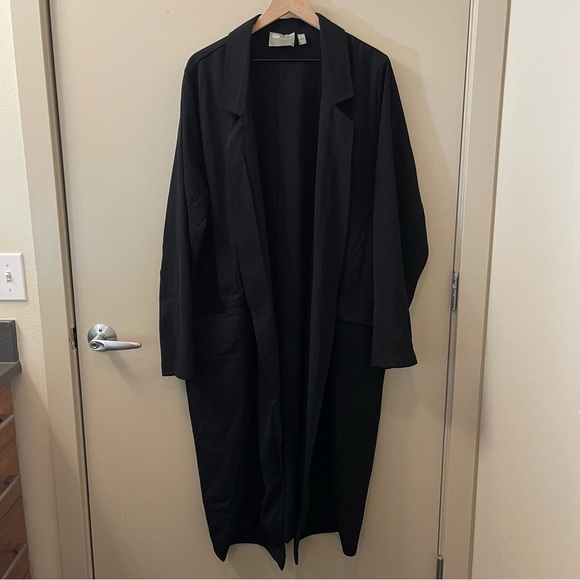 ASOS tailored lightweight longline coat in black plus size 16 - Picture 2 of 11